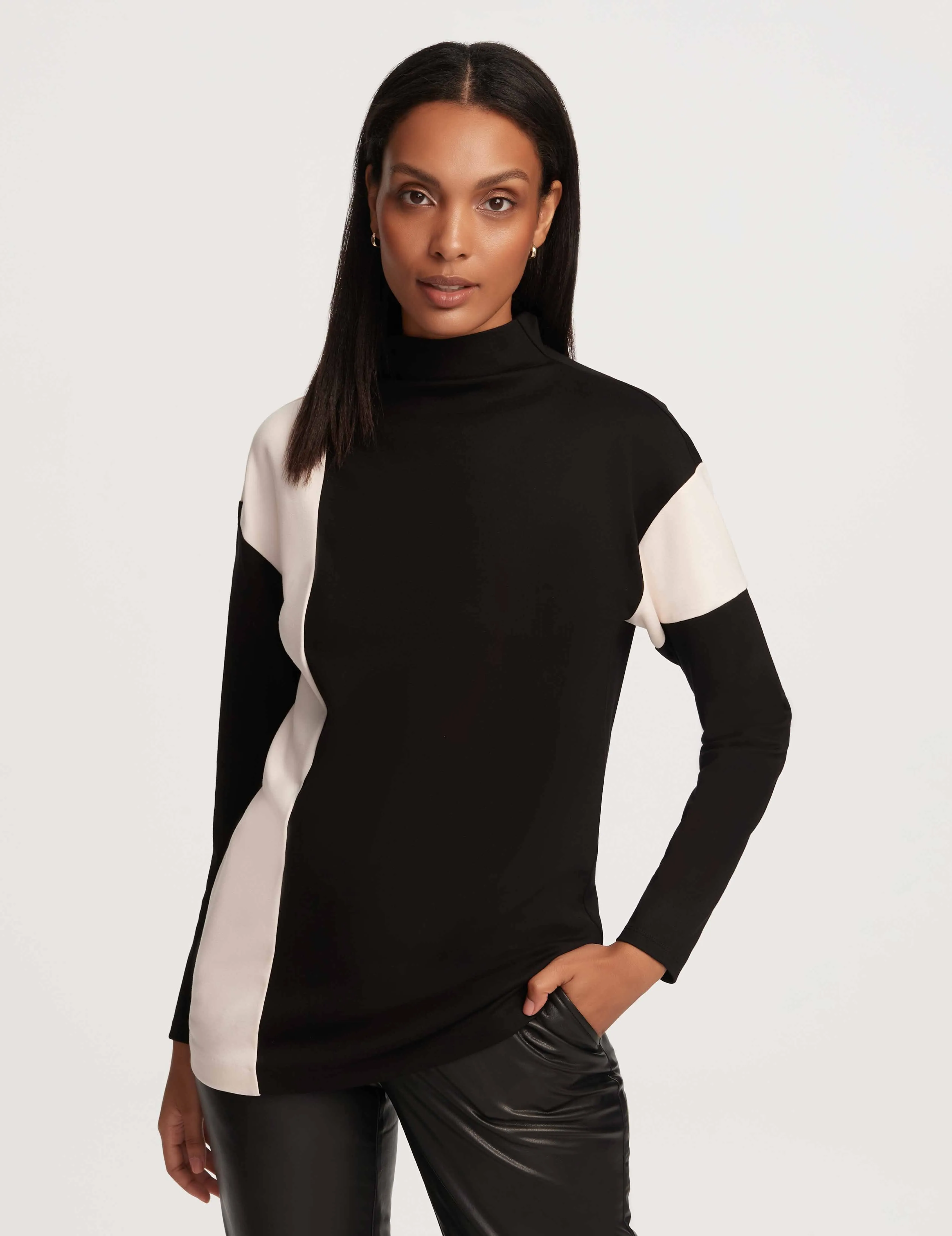 Colorblock Mock Neck Serenity Knit- Sale