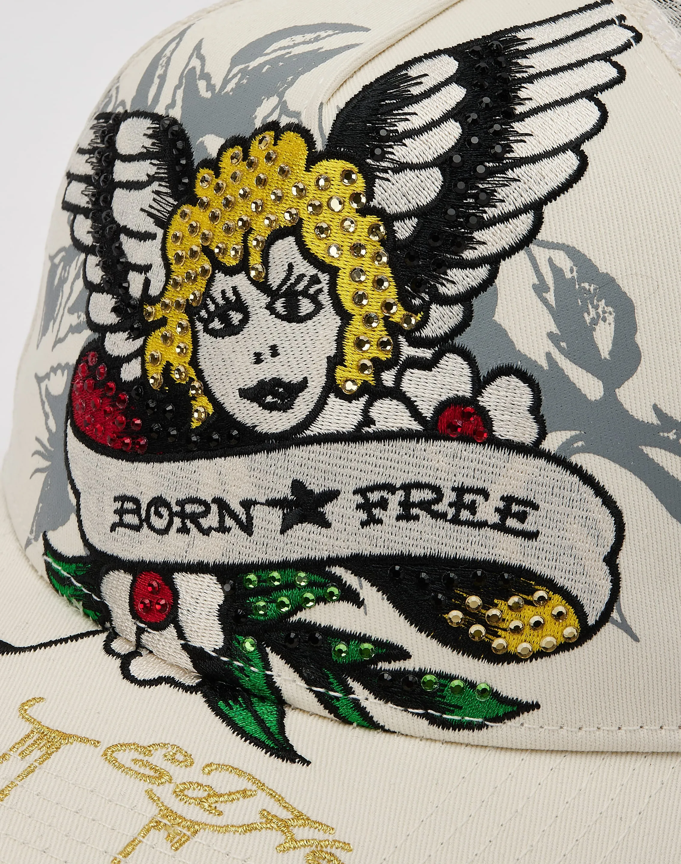 Ed Hardy Cherub Rhinestone Trucker Hat