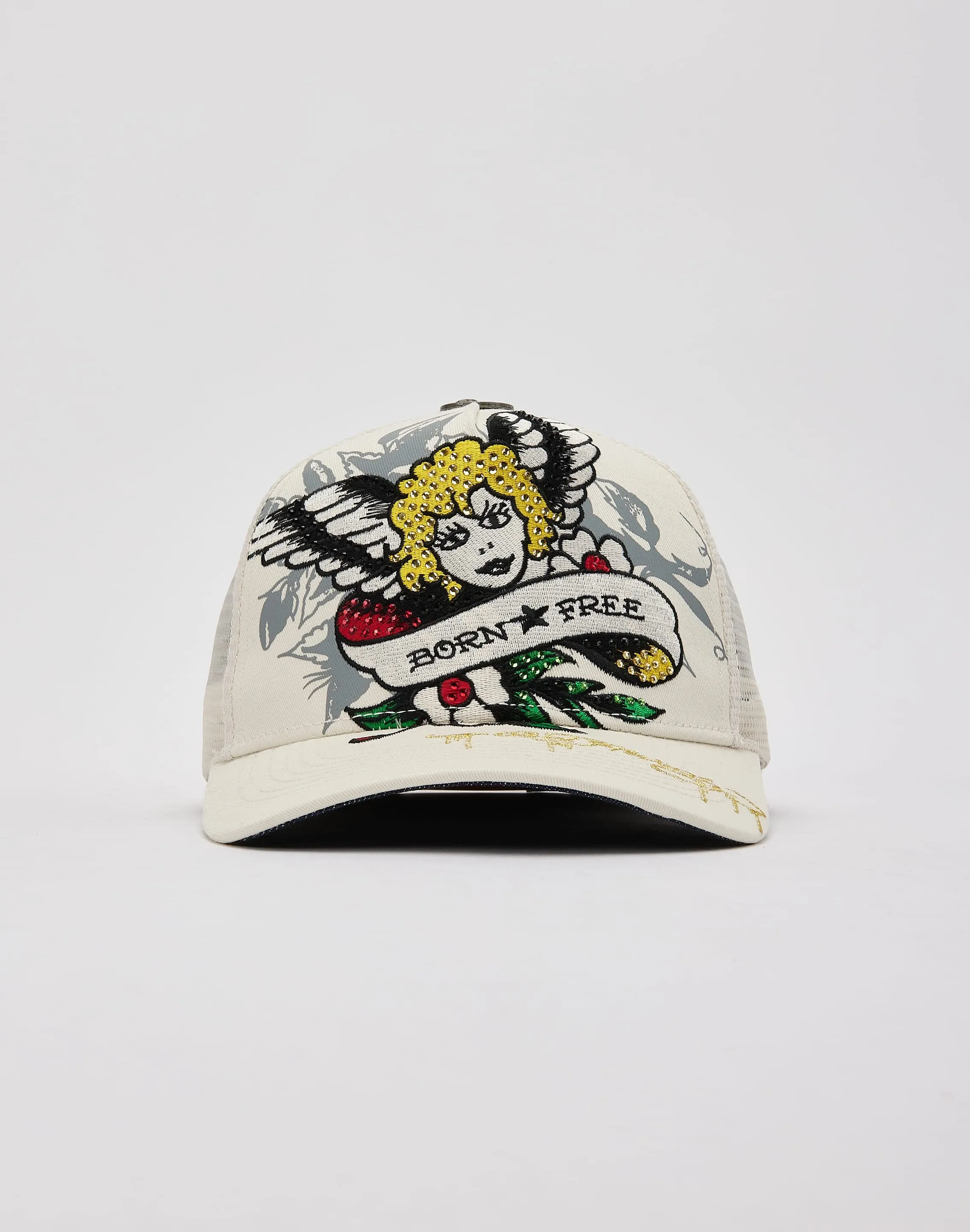 Ed Hardy Cherub Rhinestone Trucker Hat