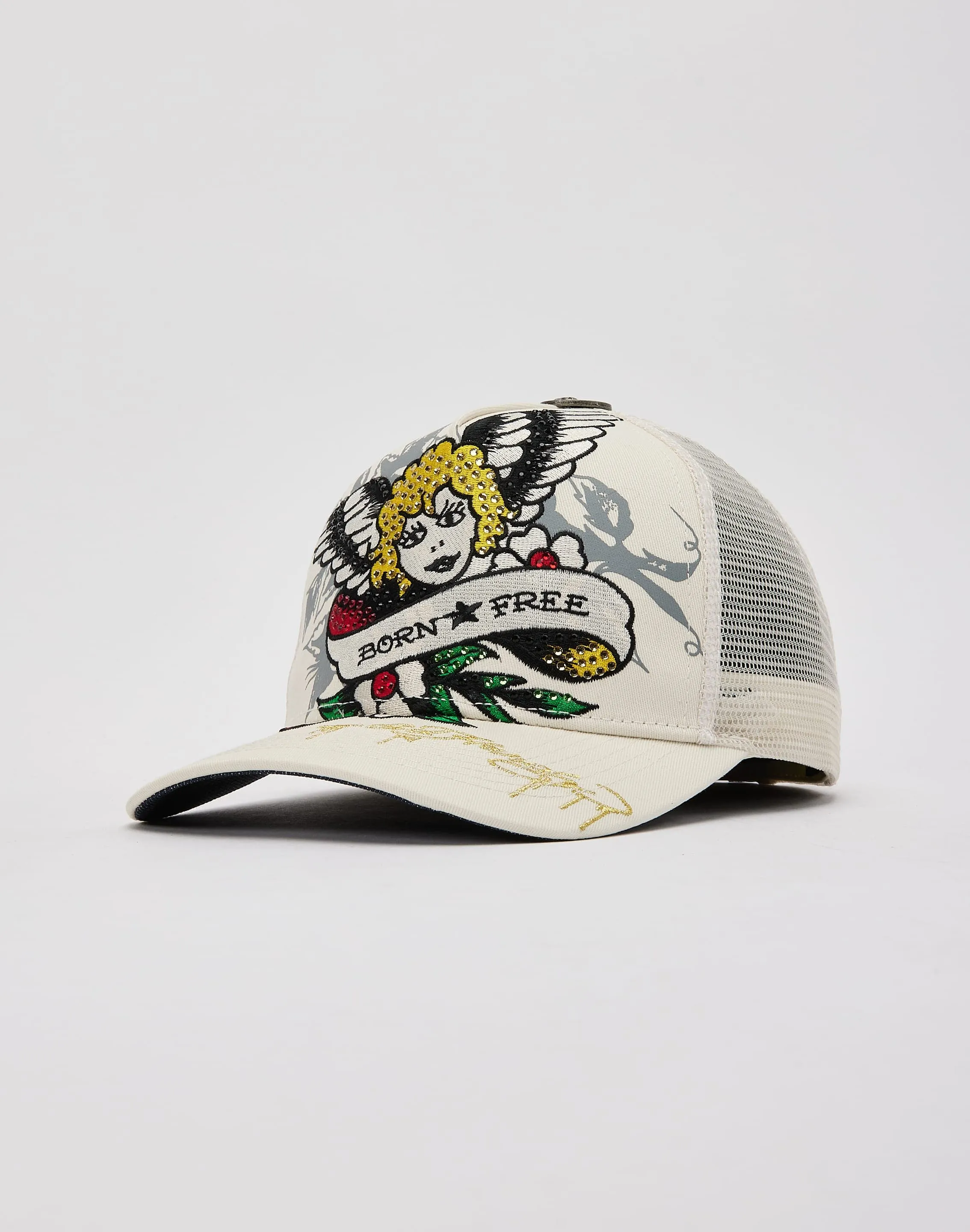 Ed Hardy Cherub Rhinestone Trucker Hat