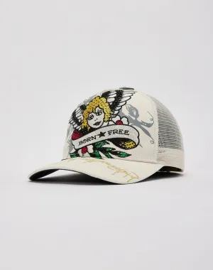 Ed Hardy Cherub Rhinestone Trucker Hat