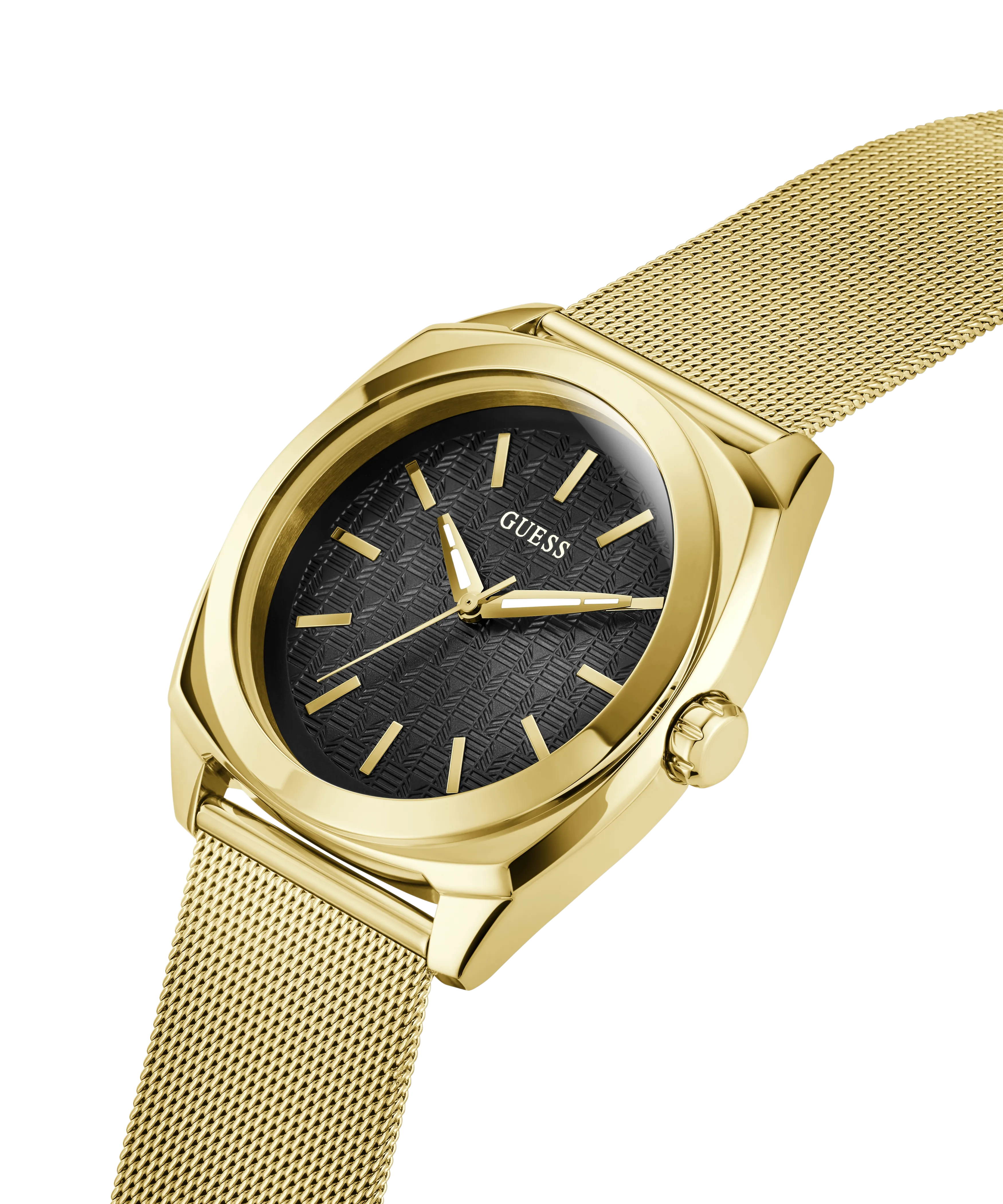 GUESS Mens Gold Tone Analog Watch