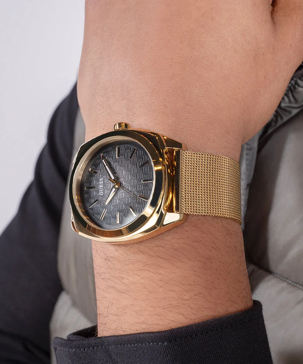 GUESS Mens Gold Tone Analog Watch