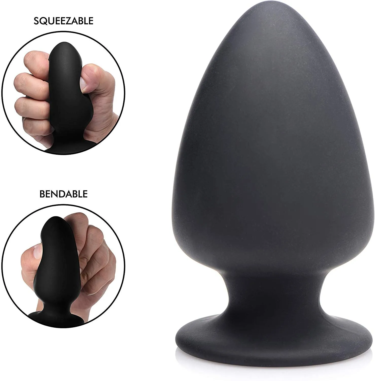 Squeezable Medium Anal Plug - Black