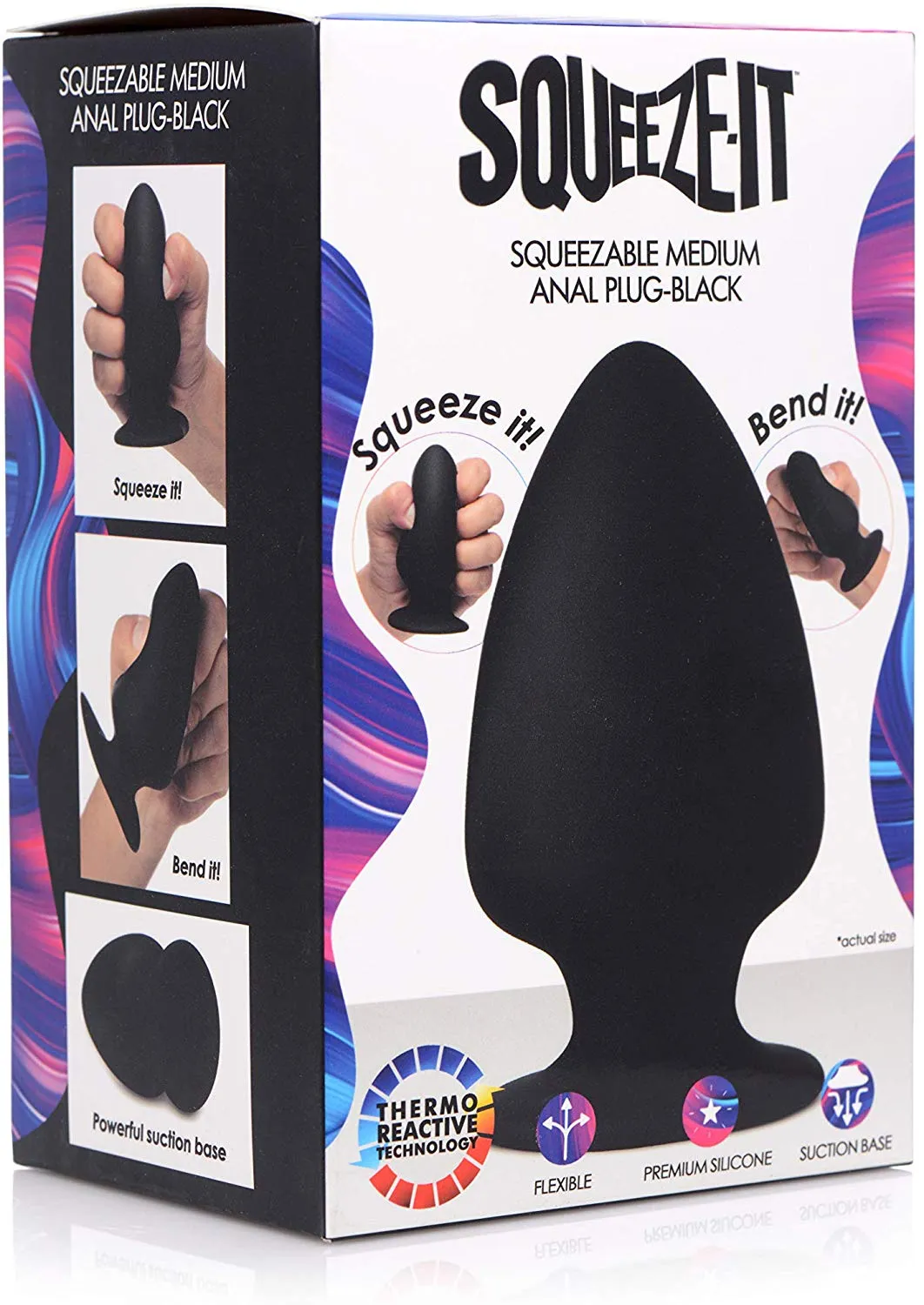 Squeezable Medium Anal Plug - Black