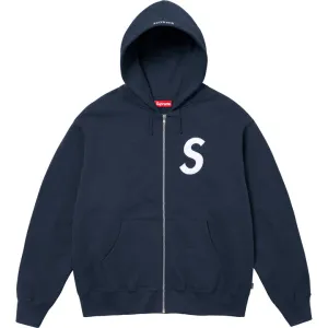 Supreme S Logo Zip Up Hooded Sweatshirt "Navy"