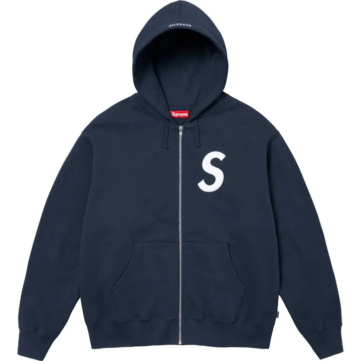 Supreme S Logo Zip Up Hooded Sweatshirt "Navy"